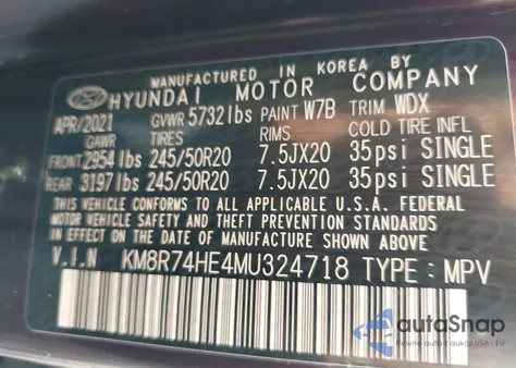 2021 Hyundai Palisade Calligraphy z USA, uszkodzony, nr VIN KM8R74HE4MU324718